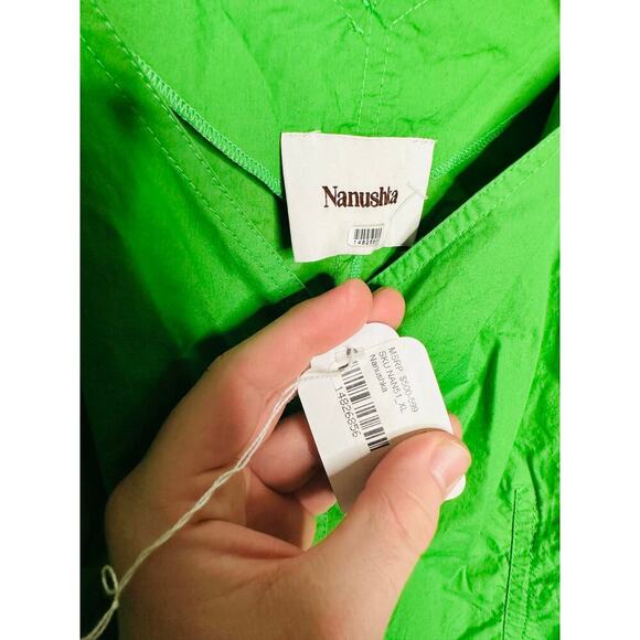 NANUSHKA Green 100% Cotton Shirt Plunge Neckline Halter Tie Alyssa Dress Size XL - Picture 8 of 11
